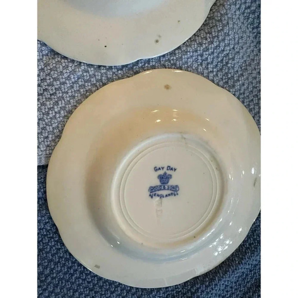 Set Of 3 Gay Day England Wood And Sons Blue & White Floral Print small Plates - Picture 7 of 8